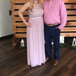 DAVID'S BRIDAL
long one shoulder lace bridesmaid dress